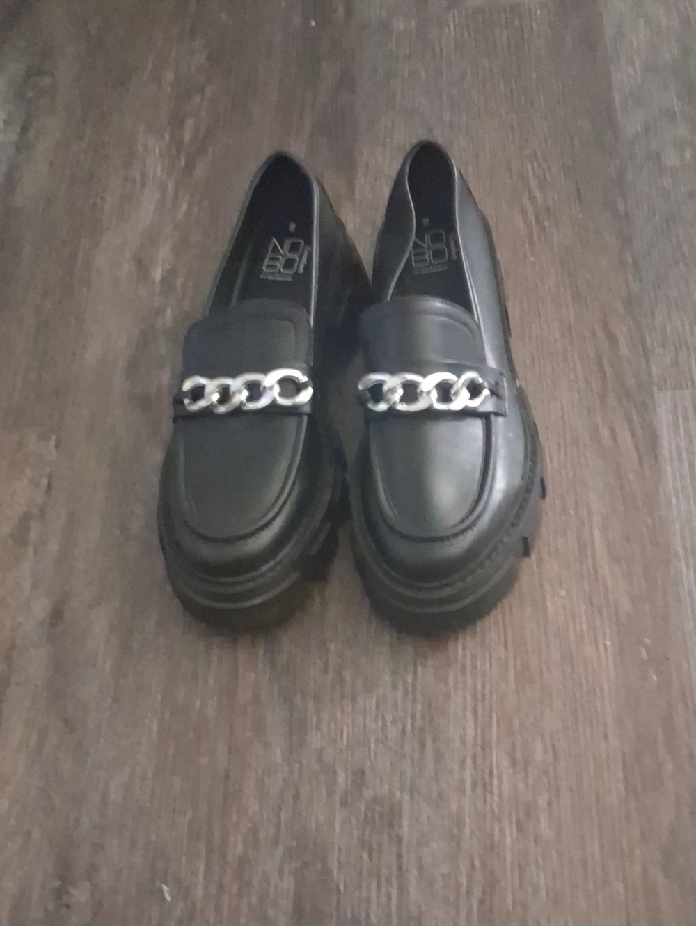 Black Chain-Accent Women's Loafers